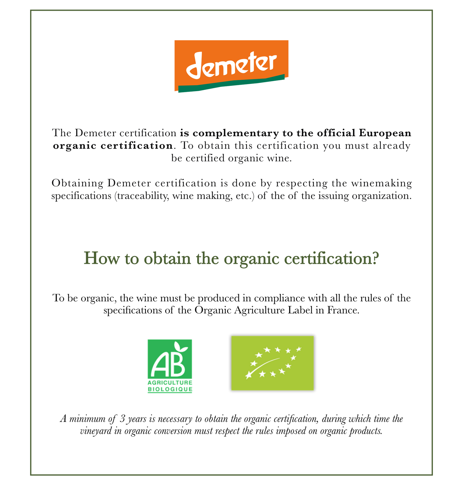 Demeter Certification
Official European organic certification