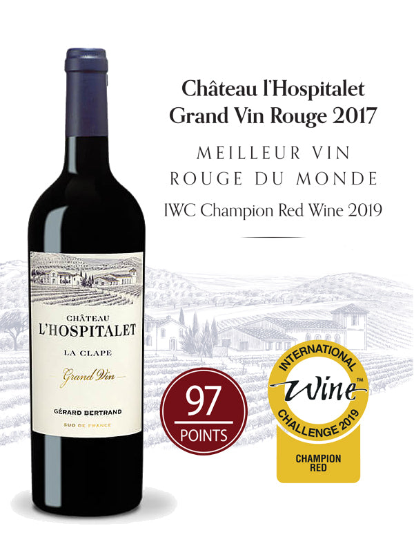 chateau l'hospitalet grand vin rouge la clape 2017 vin bio biodynamie meilleur vin rouge du monde IWC red wine trophy
